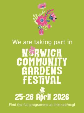 Events poster for the Norwich Community Gardens Festival