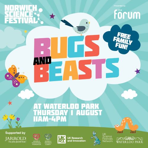 Norwich Science Festival Bugs and Beasts informational poster